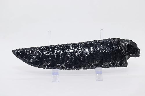 5-34 Long Mexican Spiderweb Obsidian Flint KnappedKnapping Pressure Flaked Paleo Neck Knife Blade Knife Dagger Gem Point Great DIY Knife Project