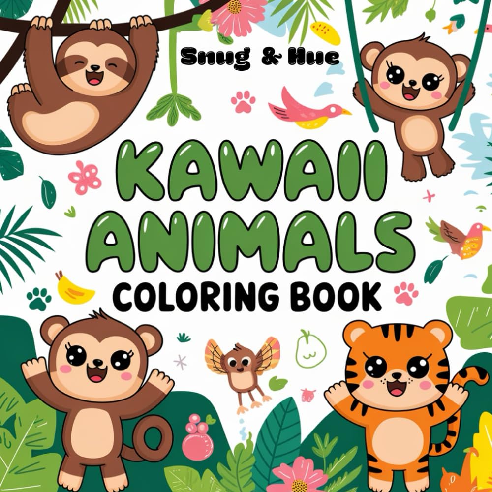 Kawaii Animals Coloring Book: Cute and Cozy Coloring pages for Kids, Teens, and Adults | Fun and Relaxing Activity: A Fun and Easy Coloring Book with Adorable Kawaii Animals