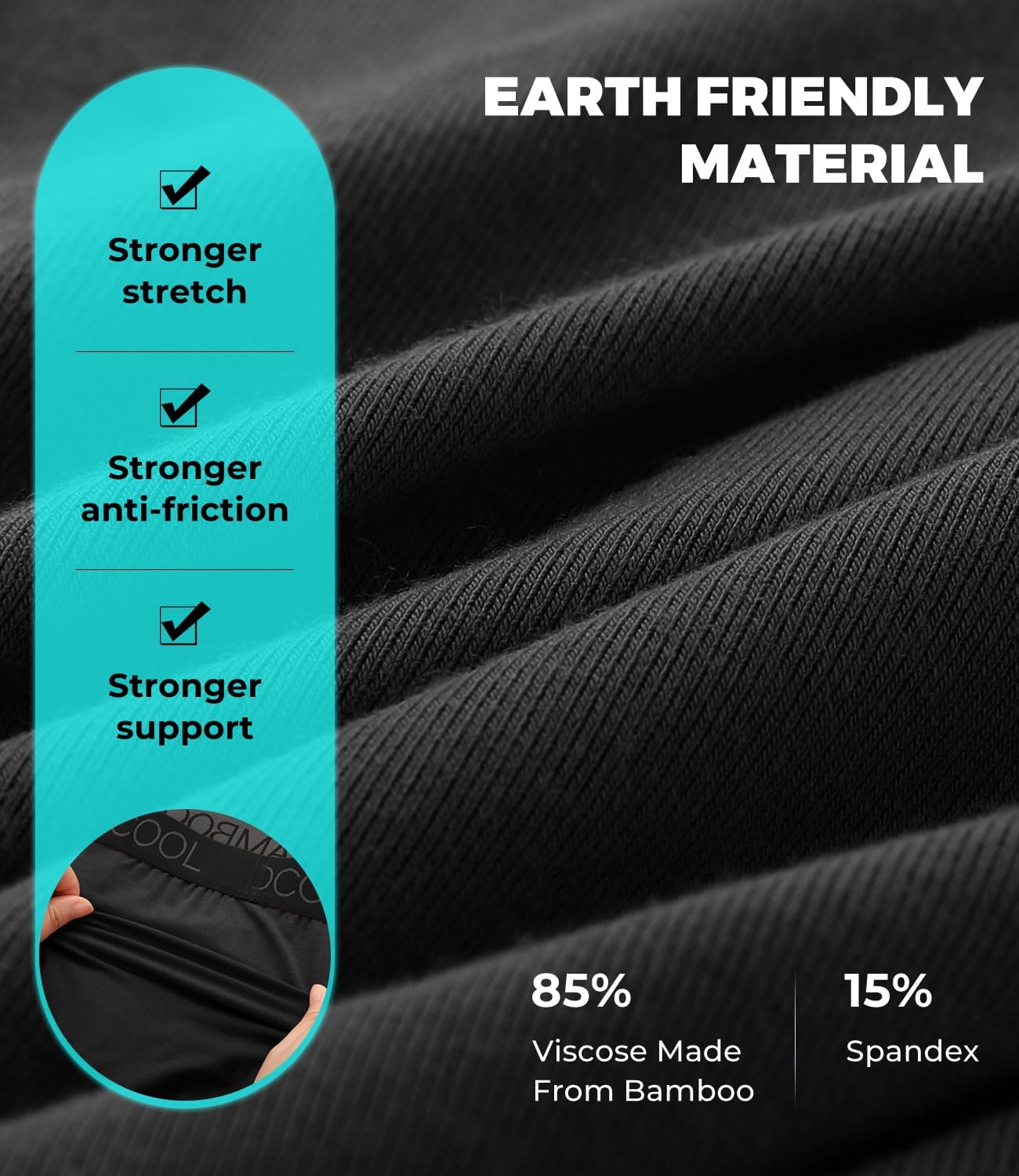 BAMBOO COOL Mens Trunks Underwear Performance Breathable Mesh Fly Zone Moisture-Wicking(4 Pack) - Image 4