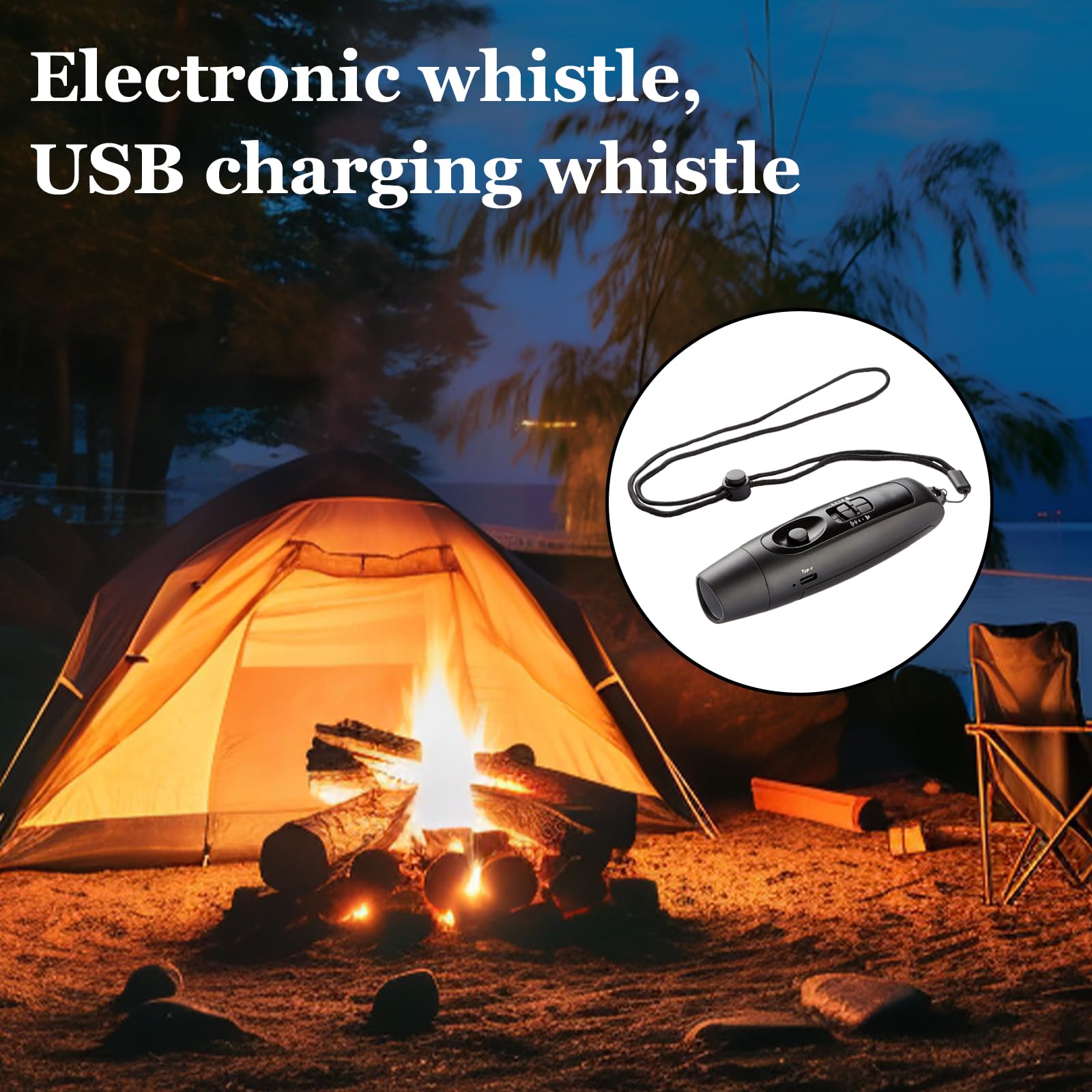 Fischietto elettronico con LED, 3 toni e 2 modalità di luce, fischietto da arbitro ricaricabile USB, fischietto di segnale forte per allenatori, polizia, insegnanti e esterni (nero)