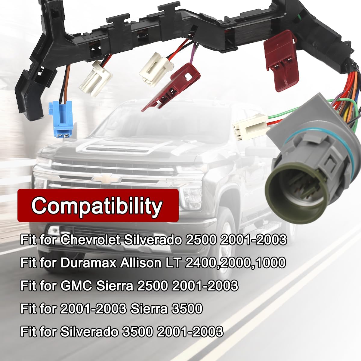6 Solenoid, 5 Speed Transmission Wiring Harness Fit for GM Chevy Duramax Allison 1000/2000/2400 1999-2003 29541371