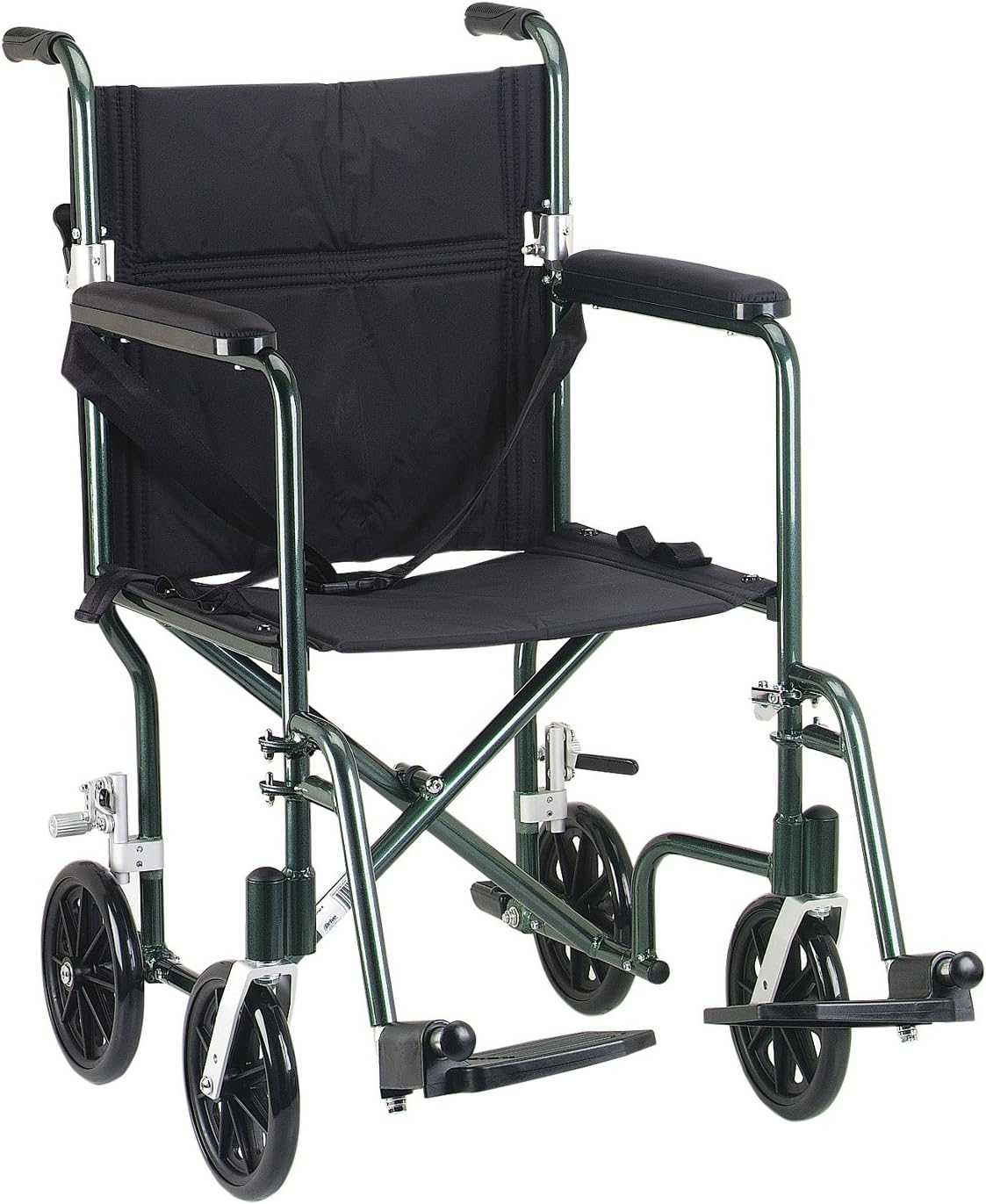 Drive Medical FW19GR Fly-Weight Transport Chair, 19 Inch, Green
