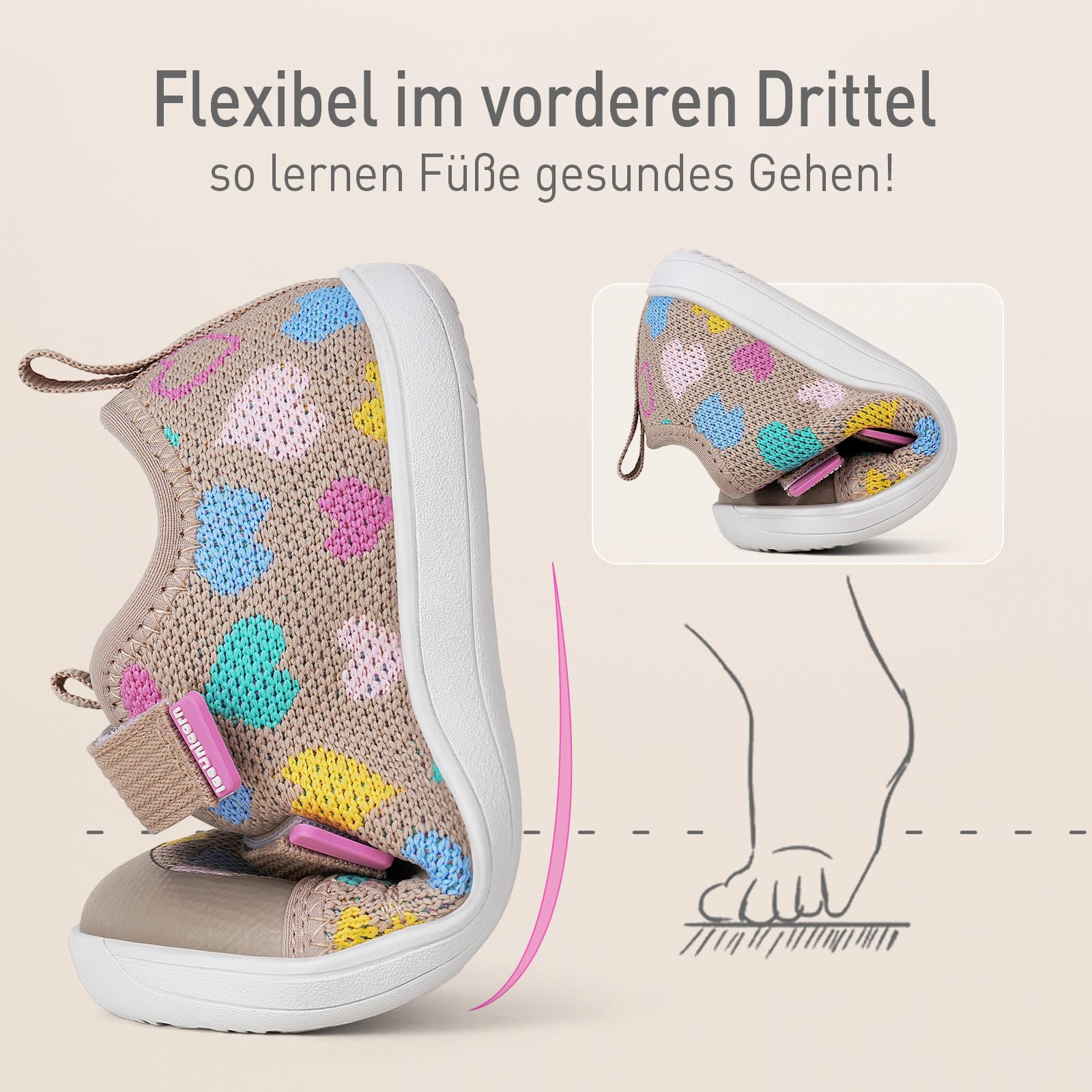 IceUnicorn Kinder Barfußschuhe Breite Zehenbox Jungen Mädchen Hausschuhe Minimalistische Outdoor Traillaufschuhe Walking Schuhe(Hell Khaki, 24EU Weit)
