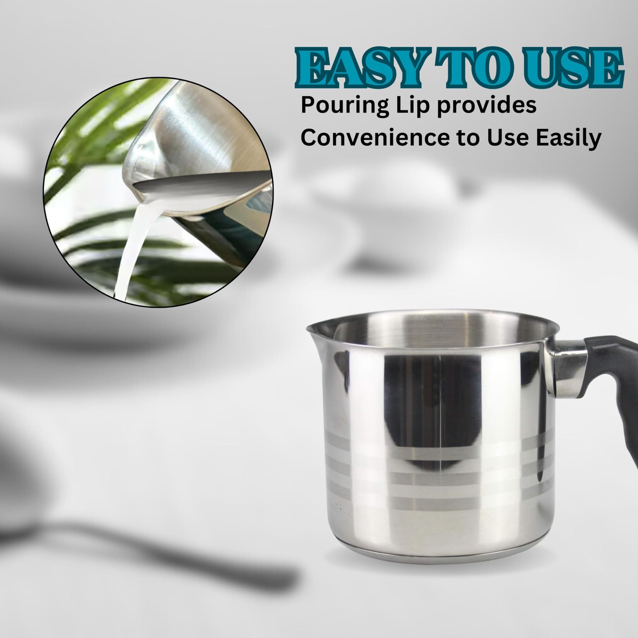 Bec Verseur Casserole Reldor Casserole à Lait Induction 1,8 L Acier Inoxydable 14 Cm – Pot à Lait Anti-Adhésif Avec Bec Verseau & Poignée Froid – Pour Lait, Sauce, Thé, Soupe