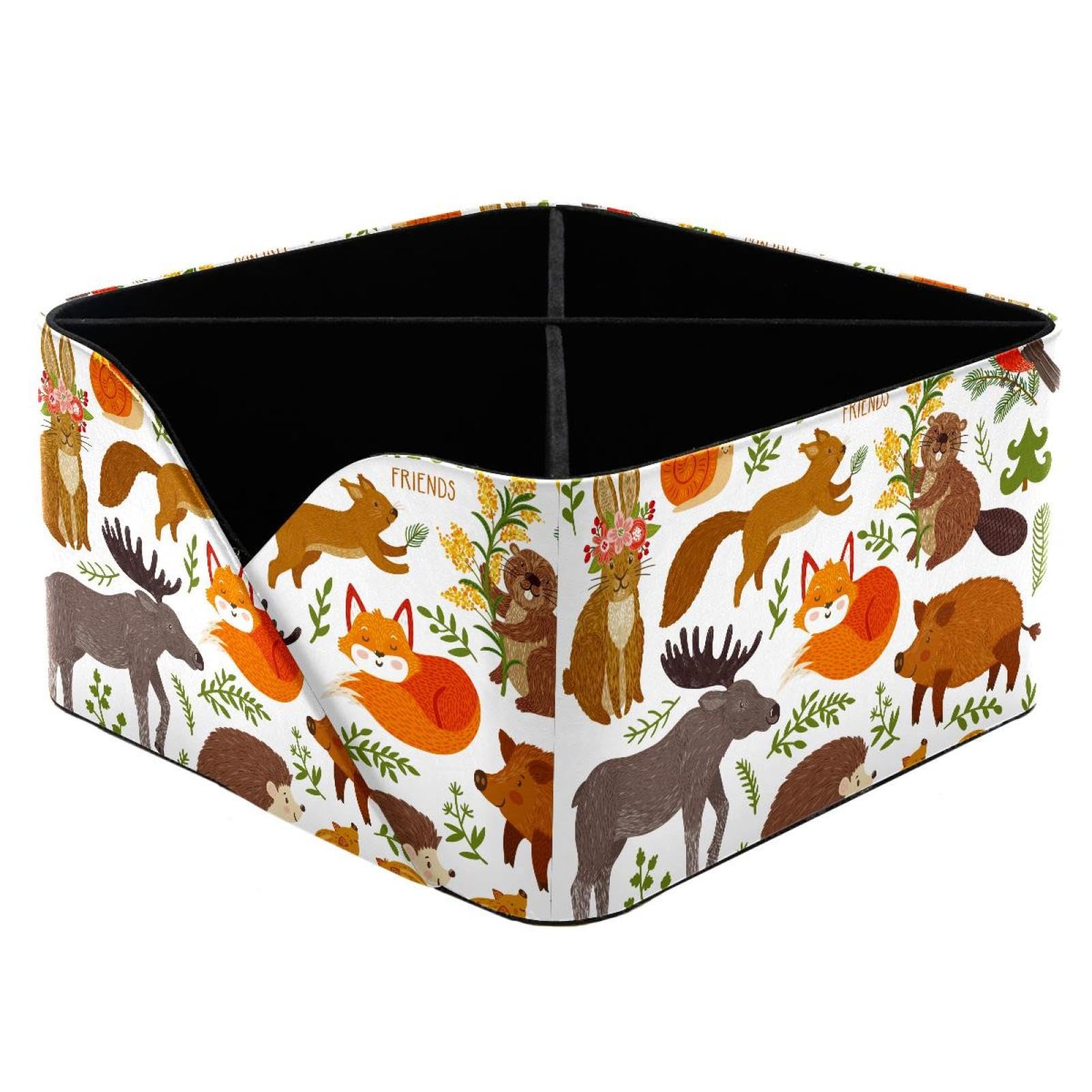 KengjuTesu Fox Squirrel Elk Desktop Organizer Pen Holder, Rectangular Pencil Cup for Office, Study and Makeup Stations