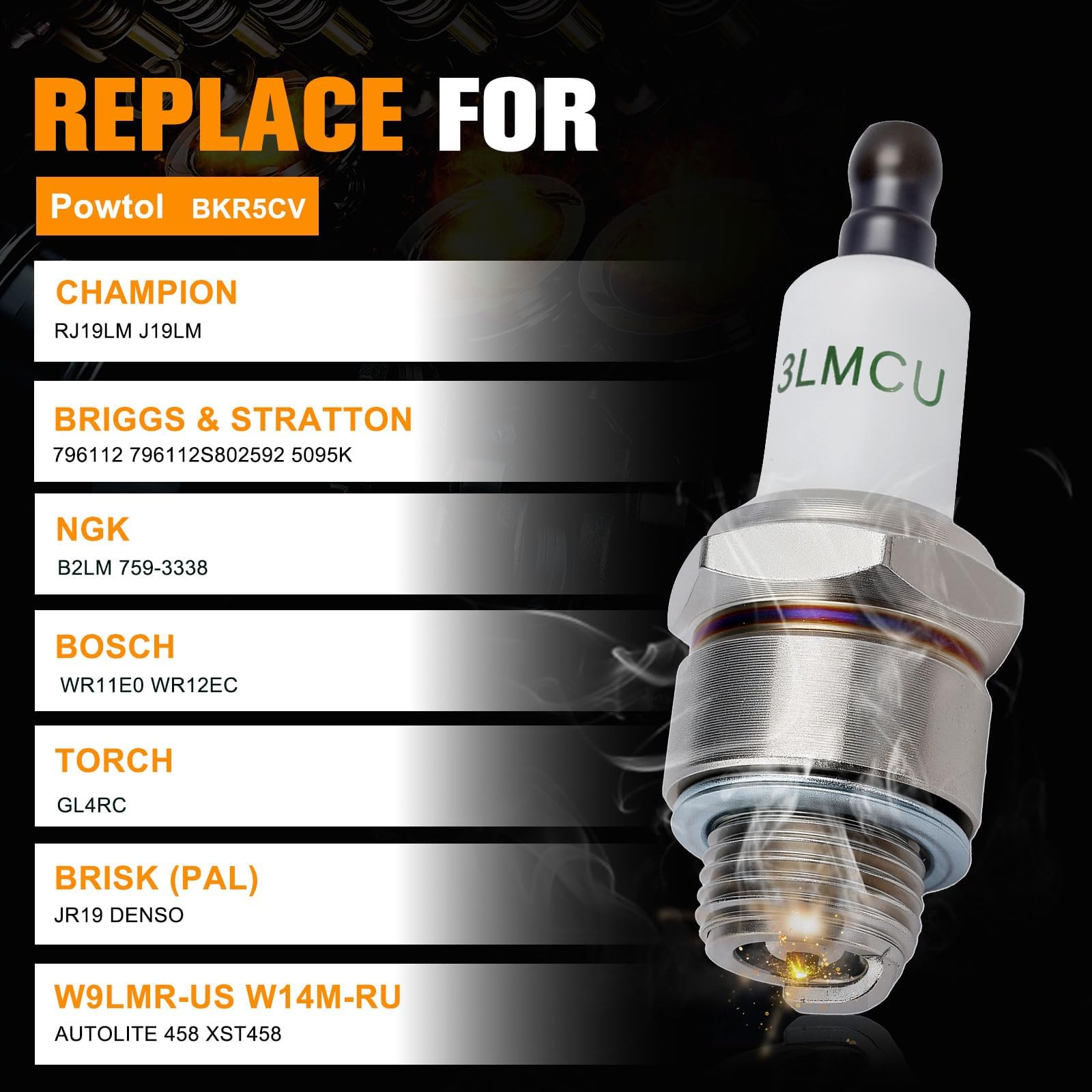 Amazon.com : Powtol RJ19LM Spark Plug for Champion J19LM Brigs