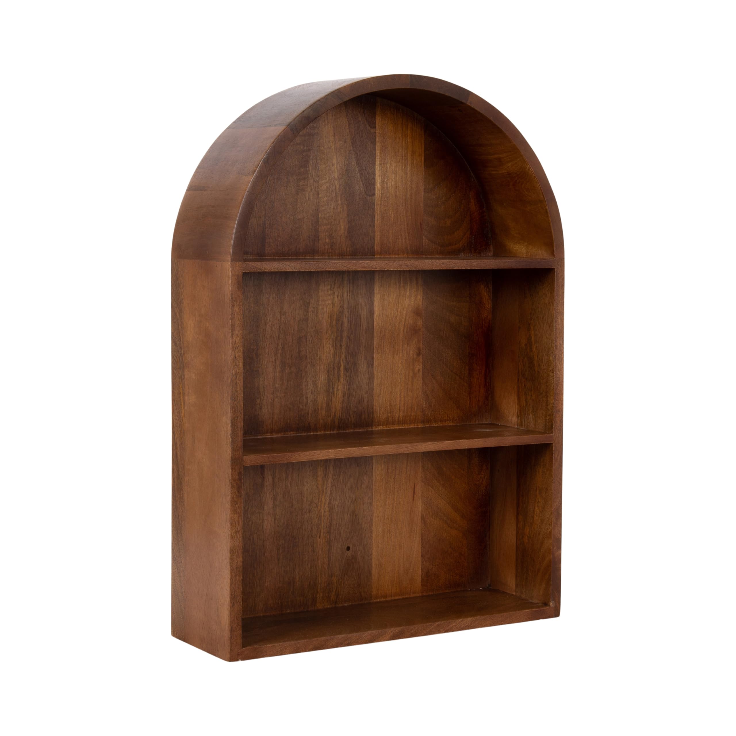 Photo 1 of Kate and Laurel Arcott Modern Arched Wall Shelf, 18 x 26, Walnut Brown, Transitional Arch Wall Shelves for Over-the-Toilet Storage or Entryway Storage Shelf