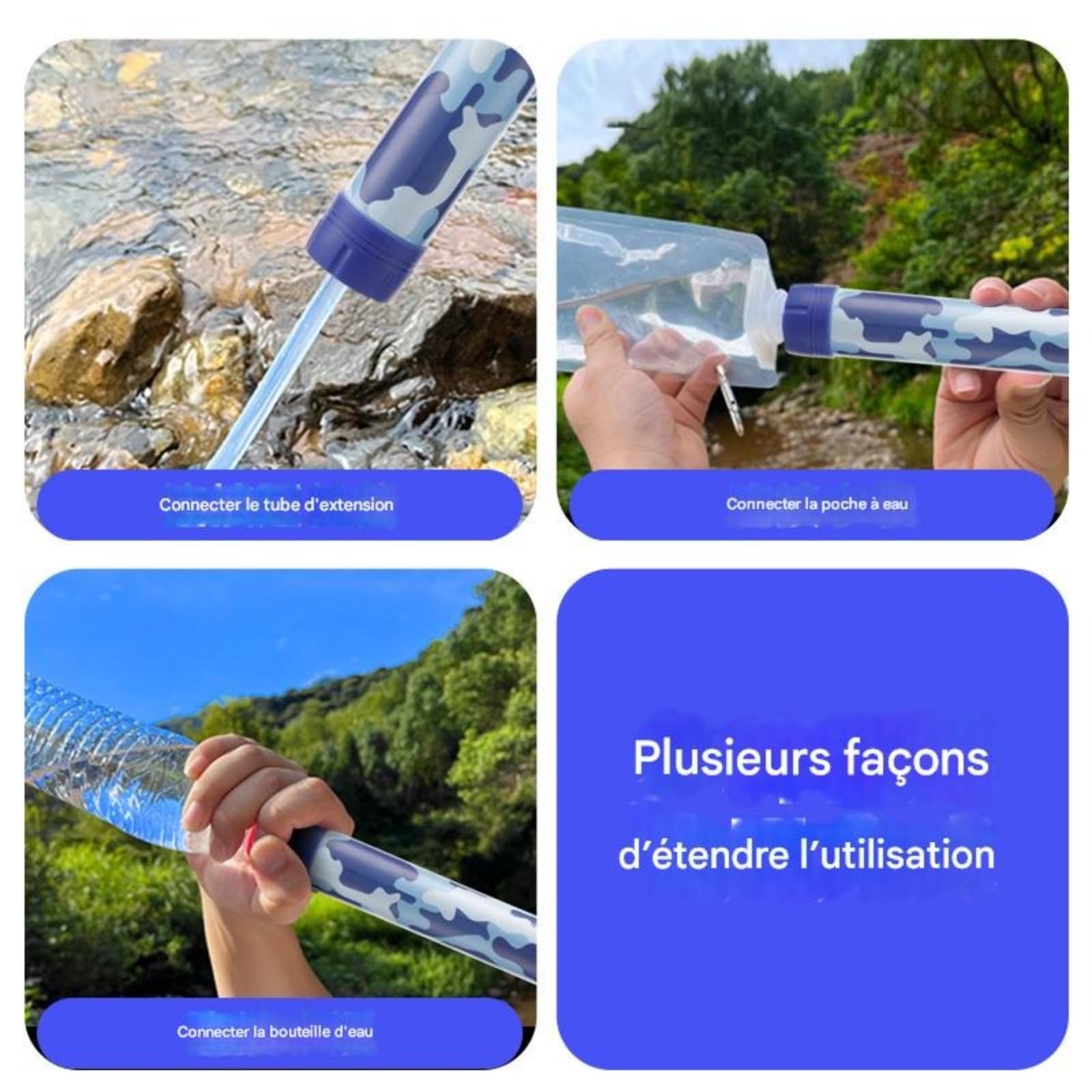Filtro acqua portatile, cannuccia filtro per bere direttamente all'aperto, 5000 l, filtro impurità e acque reflue, accessorio indispensabile per idratarsi in piena natura, 1 unità