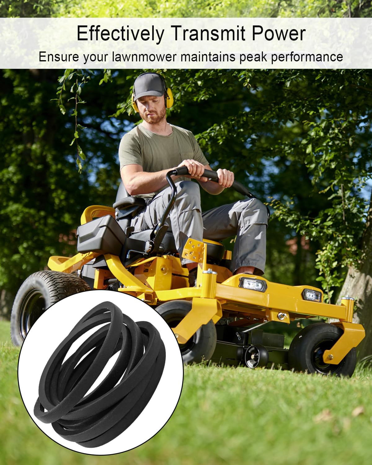 Correa de cubierta de 5/8 x 150 pulgadas para cortacésped Hustler 605510 Fastrak SD SDX Stout MP de 54 pulgadas y 60 pulgadas de giro cero, correa trapezoidal a prueba de aceite y prueba de