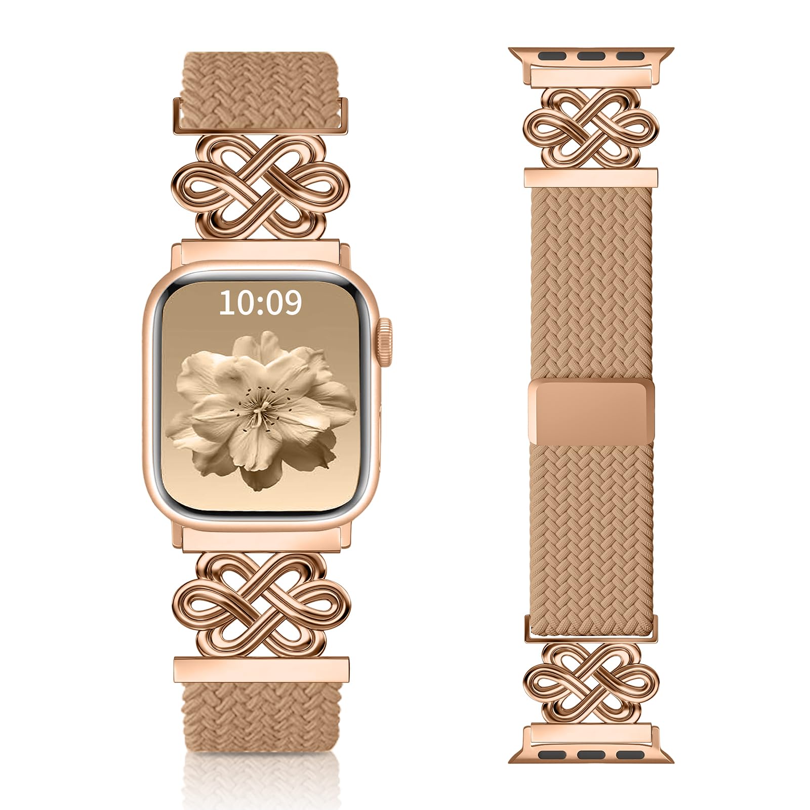 Chinber Braided Band Compatible with Apple Watch Bands 40mm 38mm 41mm 42mm 44mm 45mm 46mm 49mm, Magnetic Clasp Fabric Nylon Interlock Buckle Straps