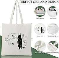 Vista 7 de Andeiltech Bolsa de lona para mujer, bolsa de viaje estética, bolsa de hombro reutilizable, regalo de cumpleaños para mamá