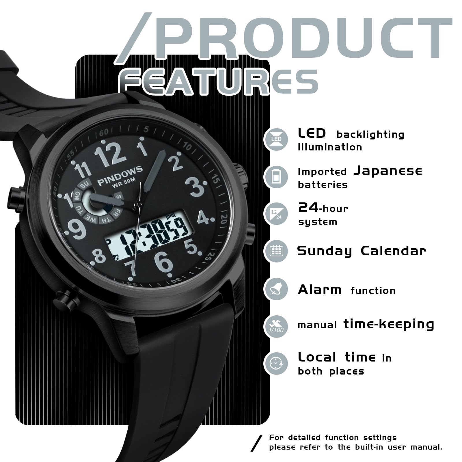 PINDOWS Montre pour Homme, Montre Diamant de Luxe, Montre analogique à Quartz étanche, Date Lumineuse, Bracelet en Acier Inoxydable Bicolore, Style Classique, décontracté et Professionnel