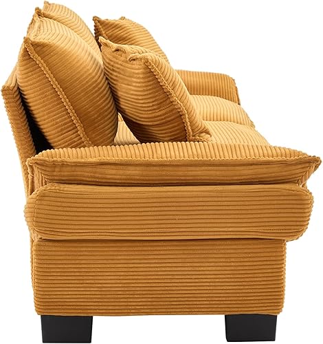 Miniatura 4 de Sofá biplaza extragrande de 84 pulgadas, asiento profundo de pana, sofá biplaza con almohadas, moderno y tapizado, cómodos sofás para sala de estar,