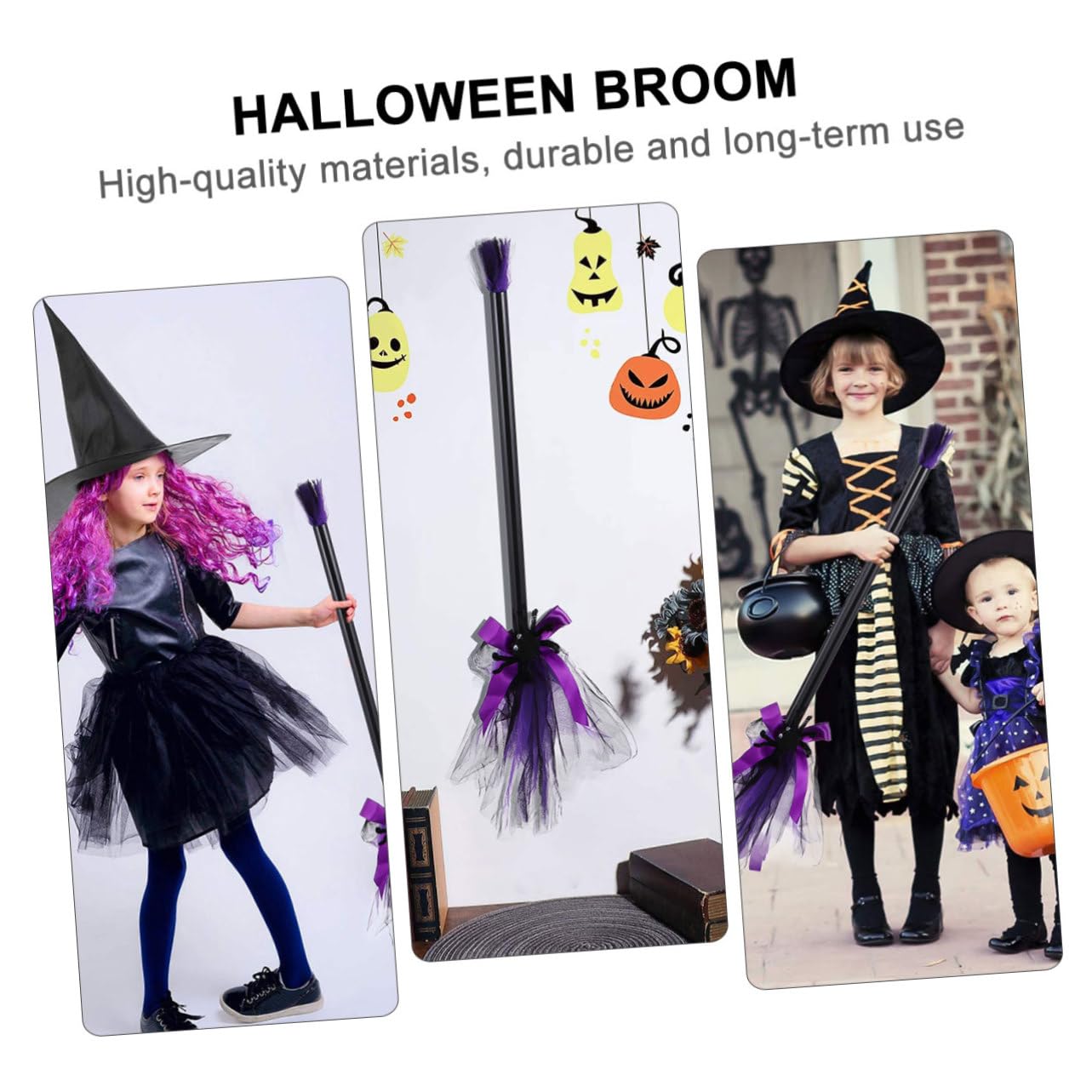 Halloween Hexenbesen Deko Set 3-teilig - Gruselige Partydekoration