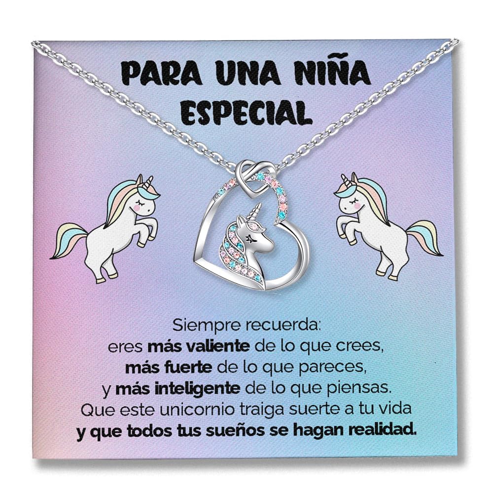 SOFIA FERRER Regalo Niña 10 Años, Colgante De Unicornio Para Niñas, Regalos Niña 7, 8, 9, 10, 11, 12 Años, Collar Niñas Plata De Ley, Regalo Original Para Niñas, Navidad, Reyes