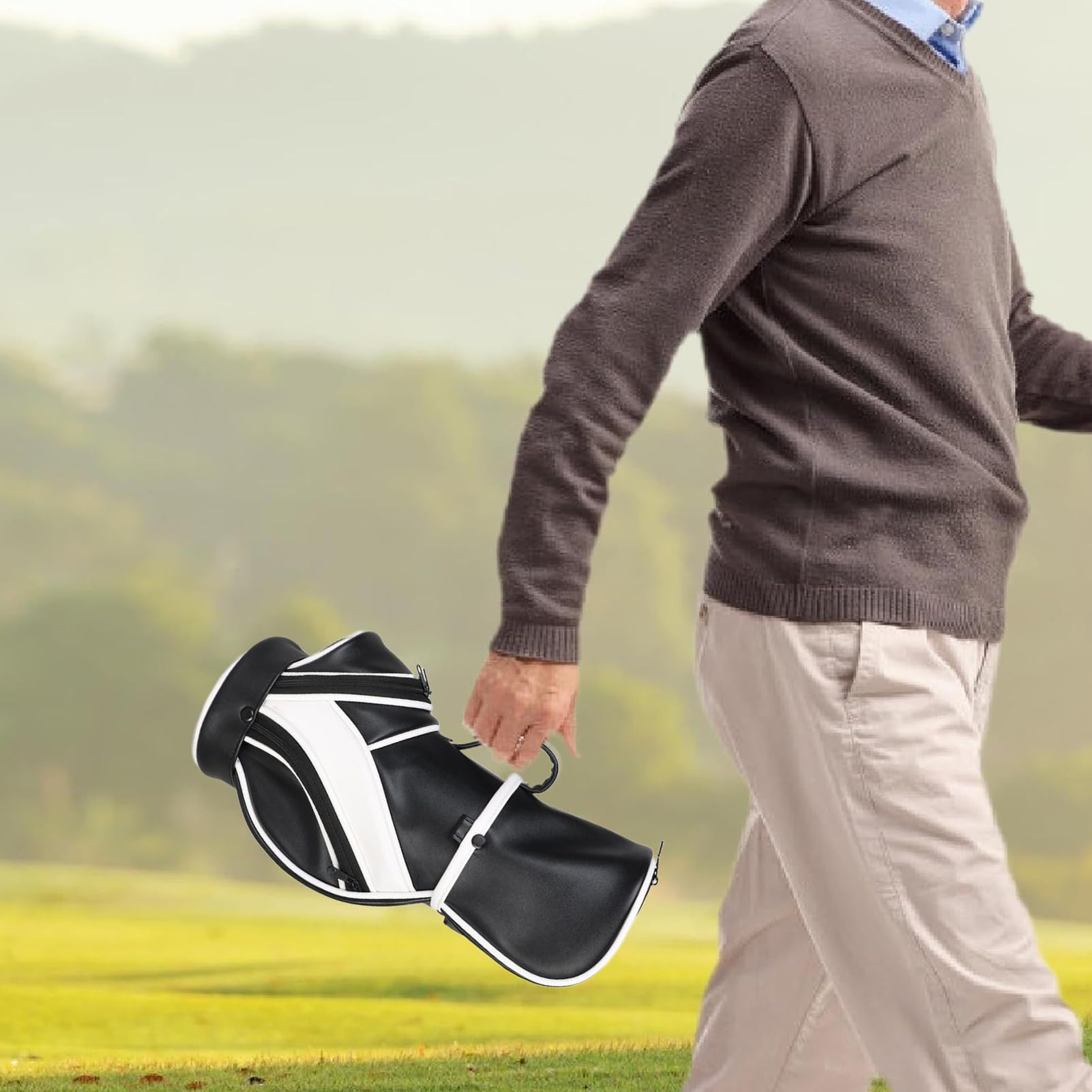 Weinkühltasche, PU-isolierte Weintasche, Schwarz / Weiß, Refer to description, Unisex | Aufbewahrungstasche mit mehreren Taschen für Picknicks, Partys, Golfer, Outdoor-Events, Reisen
