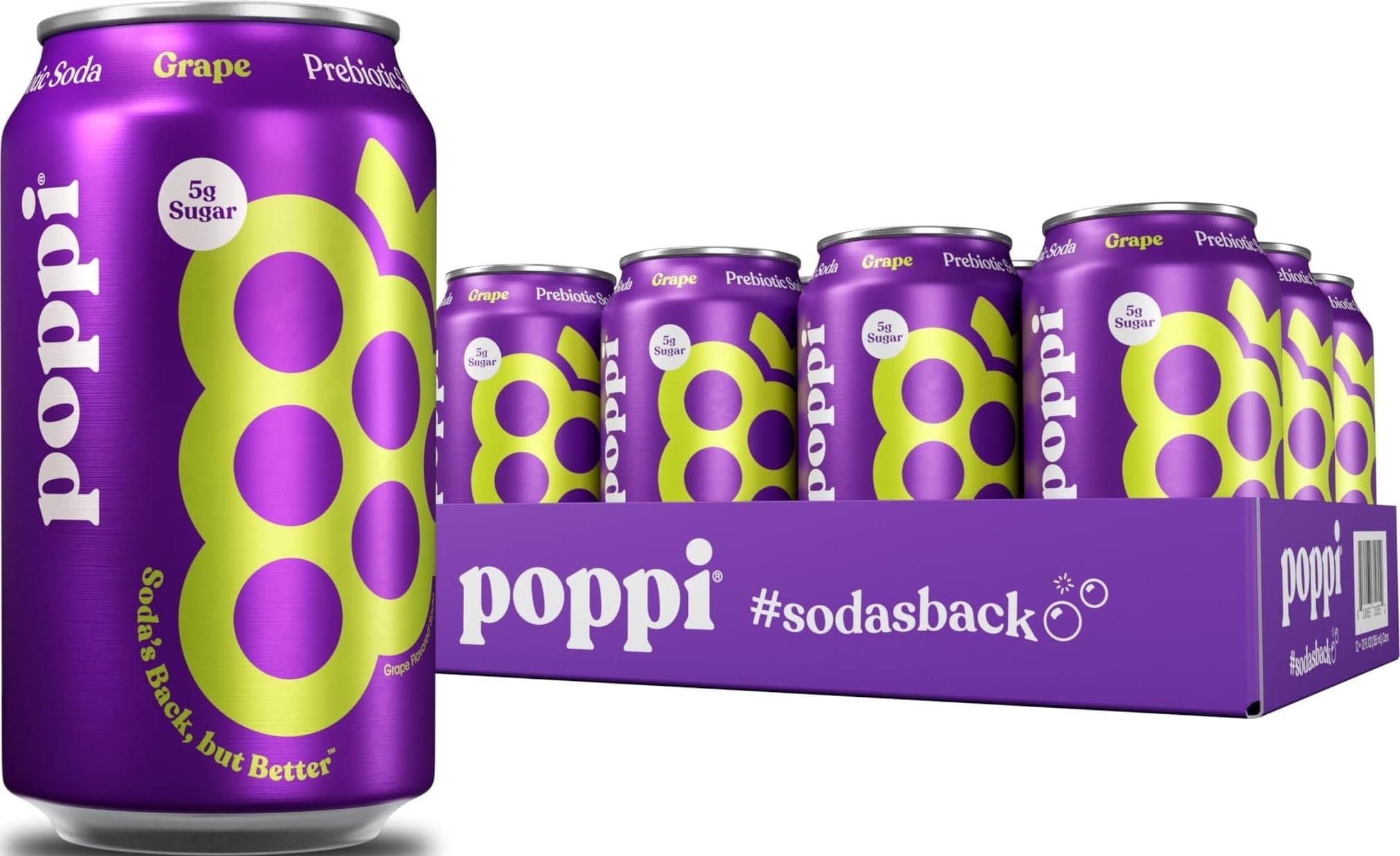 Prebiotic Soda, Grape, 12 Oz, 12 Pack