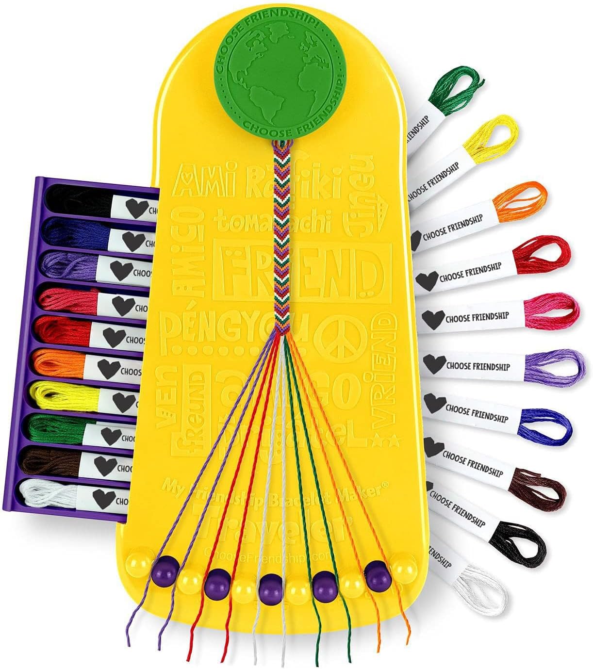 - Choose Friendship Bracelet Making Kit – 20 Pre-Cut Threads, Portable Loom with Storage, Makes 8 Bracelets, Craft Gift for Kids Ages 8+, Yellow “Pineapple”