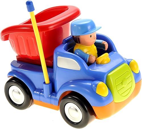 Miniatura 5 de PowerTRC Camión de control remoto de radio de dibujos animados  Coche de construcción RC lindo con música y luz para niños pequeños (azul)