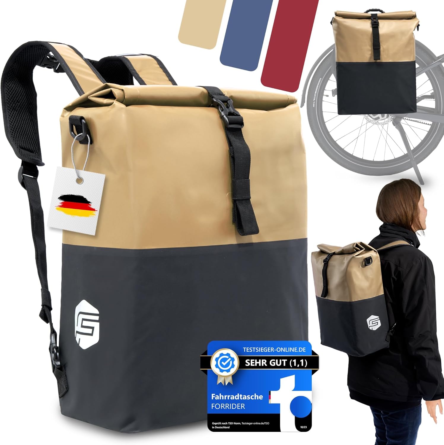 3in1 Fahrradtasche für Gepäckträger (27L)