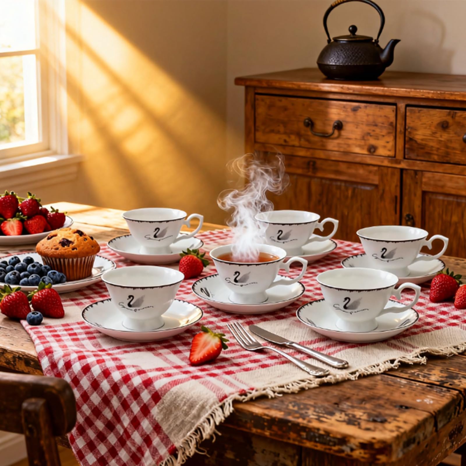 Gold Türkische Kaffeetassen, Mokkatassen-Set für 4 Personen, 4-teilig, Weißgold, 4 Espressotassen und 4 Untertassen