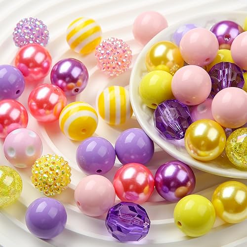 Cuentas de goma de mascar gruesas de 0.78 pulgadas (0.787 in) de color lindo para bolígrafo, cuentas de plástico jumbo para manualidades y