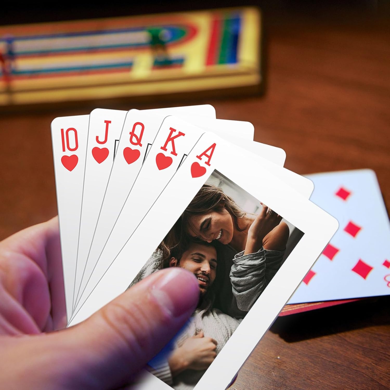 EAQ Custom Playing Cards with Photo, Personalized Playing Cards Waterproof Poker Cards with Gift Box for Wedding and Party - Partial Print