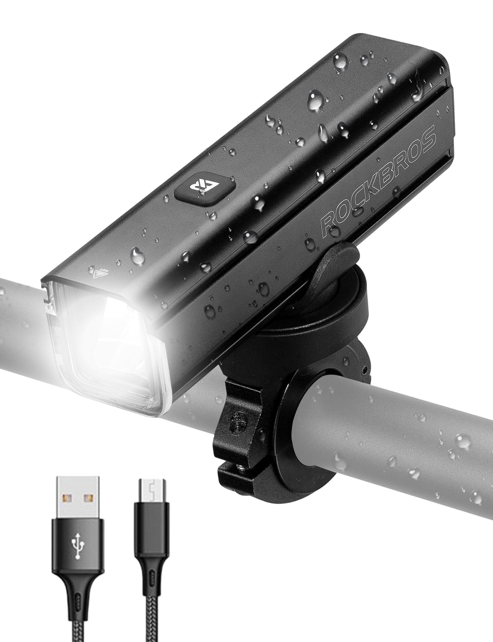 ROCKBROS Luce Bicicletta Anteriore LED 1000 Lumen, Luci Bici Fanale Ricaricabile 4800 mAh 5 modalità di Illuminazione, per MTB e Bici da Strada