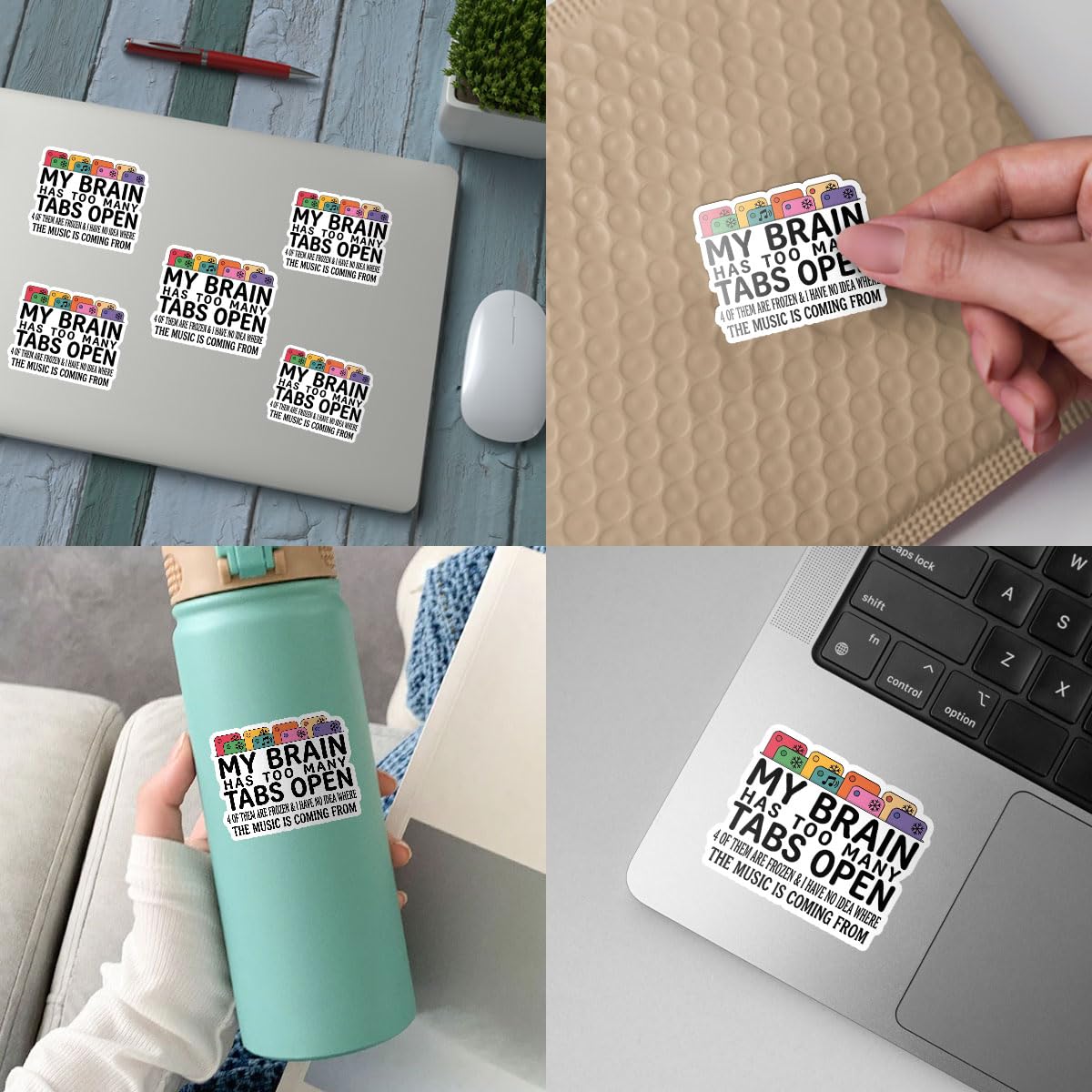 3Pcs My Brain Has Too Many Tabs Stickers, Motivational Gift, ADHD Advocates, Neurodivergent Individuals, Creatives, Students, Teachers, Co-Workers, Friends, Moms, Dads, Family, Mental Health 3in AD8