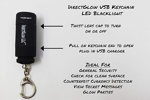 Miniatura 10 de DirectGlow - Linterna LED USB UV con luz negra, recargable, portátil, para identificación de pasaporte, detección de moneda, campamento (5, rojo)