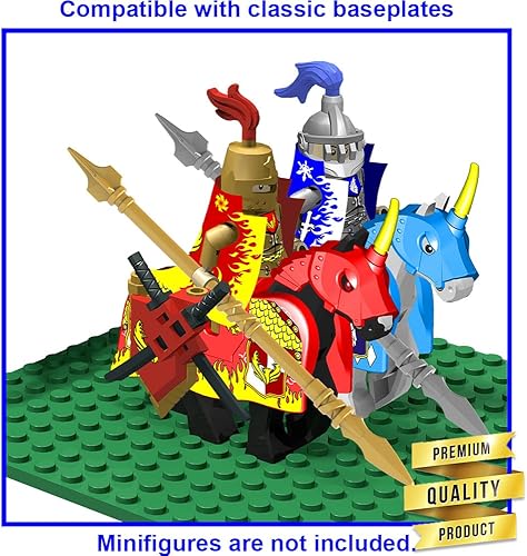 Miniatura 5 de Paquete de armas para minifiguras, kit de armas de caballero que incluye armadura de barda de carruaje de caballos, escudo de casco para mayores de