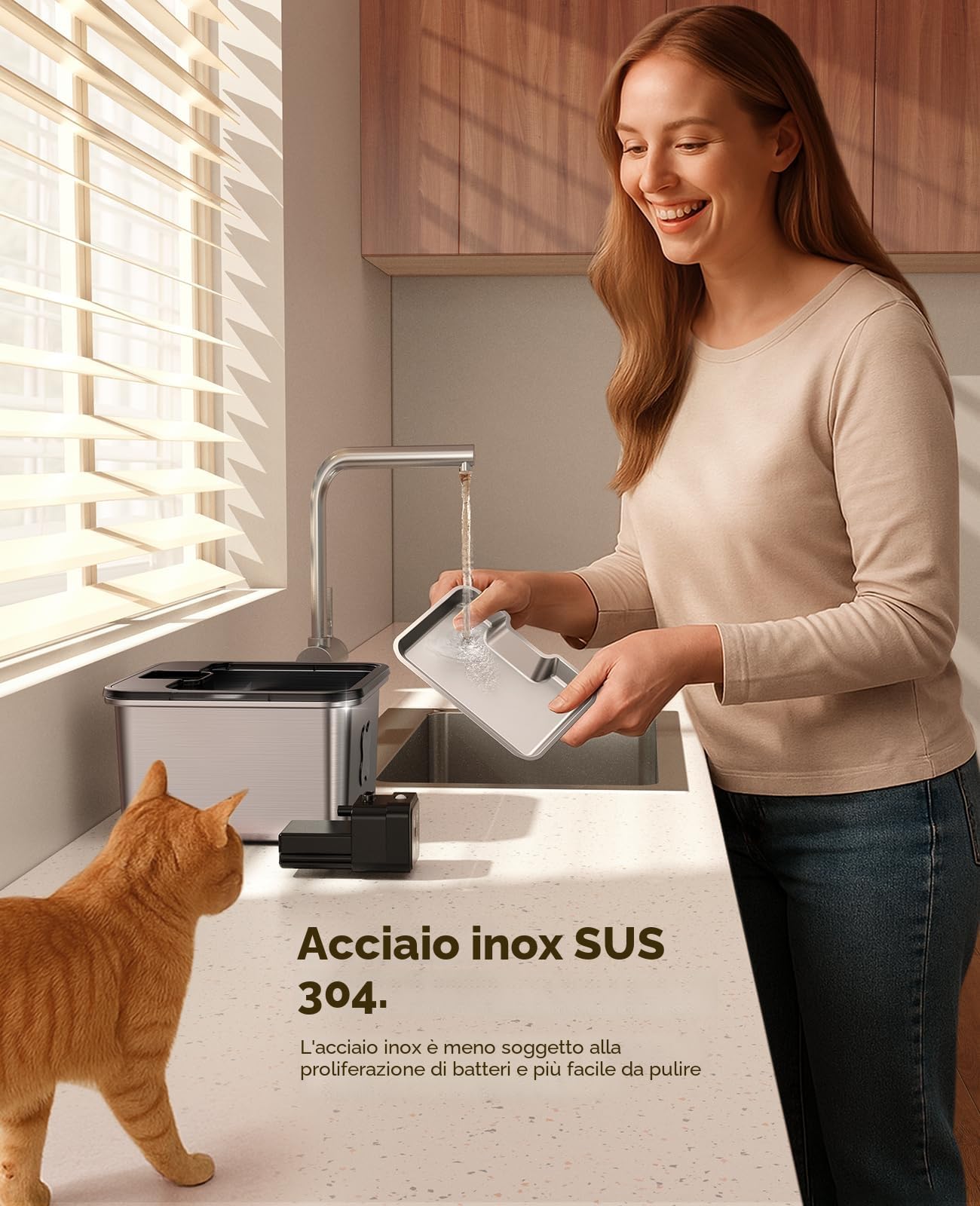 FEELNEEDY Fontanella per Gatti senza Fili, 3.2L Fontana per Gatti Acciaio Inox con Sensore di Movimento, Lavabile in Lavastoviglie, Visualizzazione del Filtro, 4000 mAh Batteria | FEELNEEDY Fontana trasparente per animali domestici, a batteria, sensore di