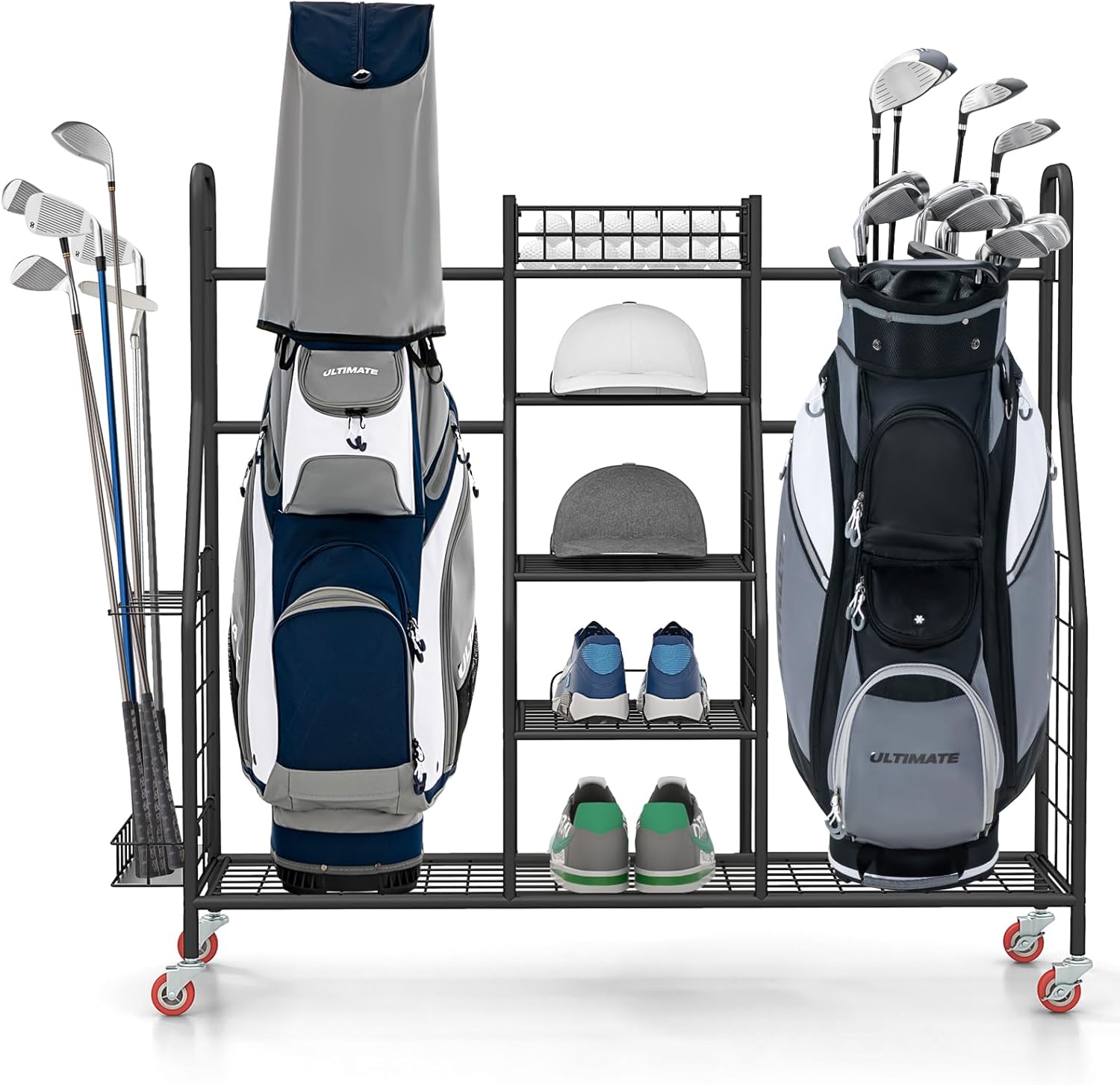 COSTWAY Golf Storage Rack, Extra Large Golf Clubs Bag Organizer with