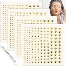 Self-Adhesive Face Gems Sticker, Fake Lip Piercing Fake Nose Stud Eyebrow Stud, Non-Piercing Nose Stud Stick on Belly Button Sticker, Fake Nose Ring Cool Punk Y2K Makeup for Women Men gold