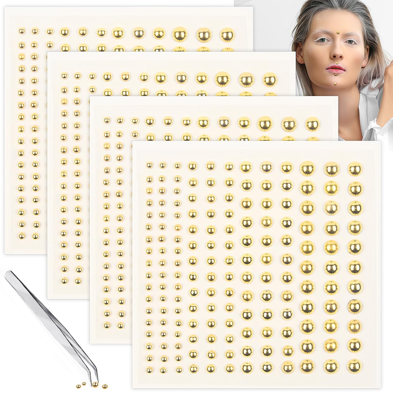 Self-Adhesive Tattoos Stickers Face Gems Fake Lip Studs, Fake Lip Piercing Fake Nose Stud Eyebrow Stud, Non Piercing Nose Stud Stick on Belly Button