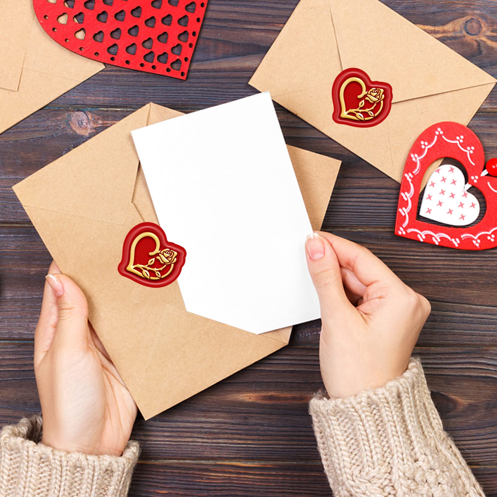 シーリングワックスシール ✩.*˚ 封蝋 ハートローズ 8枚 323