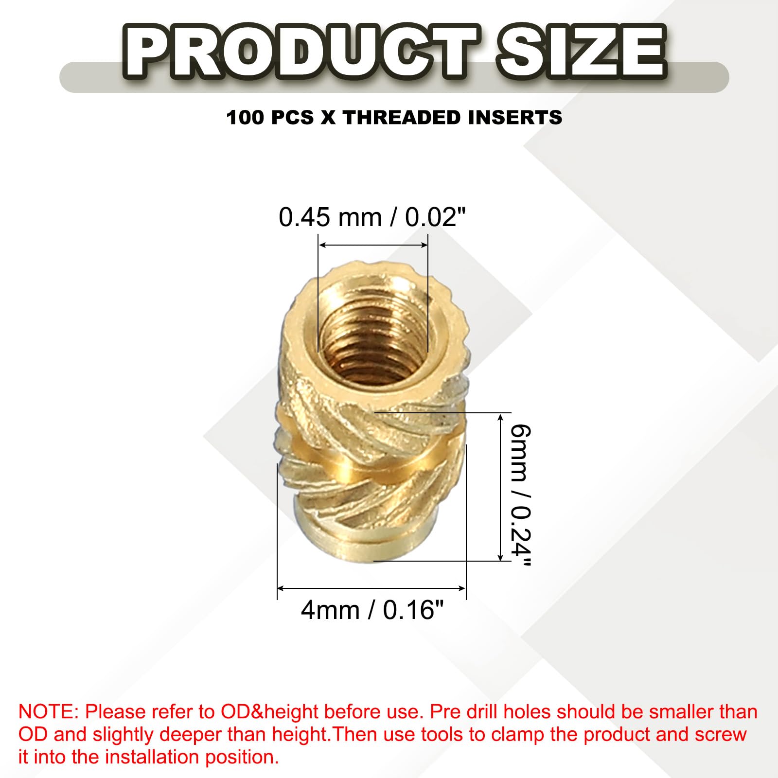 PATIKIL M2.5 Threaded Inserts M2.5x6x4mm - Image 2