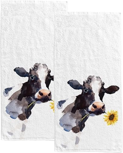 Miniatura 7 de Juego de 2 toallas de cocina de mano para baño, diseño de sirena, arcoíris, suaves y absorbentes, toalla de cocina de unicornio para baño y hogar