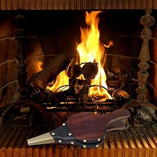 Wood Fireplace Bellows for Indoor Wood Stove and Outdoor Camping BBQ Grill - Manual Hand Bellow Air Blower with Hanging Strap for Fire Pit Chimney and Cooking - Small Size