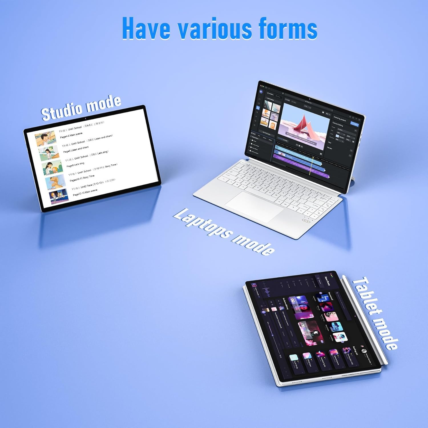 FUNYET 14 inch 2in1 Laptop,Processore N100 16GB RAM 1TB SSD Windows 11 PC Laptop,Tastiera Bluetooth con Retroilluminazione e sblocco con Impronte Digitali