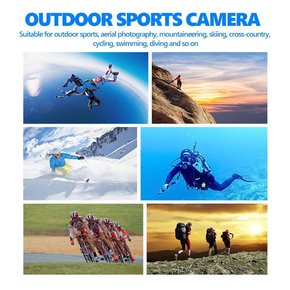 Topiky Action Camera 4K WiFi Etanche 30m Sports de Plein air Vidéo DV Camera 1080p Full HD LCD Mini caméscope avec Piles Rechargeables 900 mAh et Kits de Montage(Noir)
