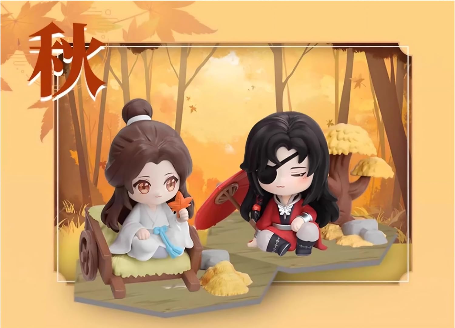 THE UNTAMED Heaven Officials Blessing Figures, Desktop Decorations，“Accompanying All Seasons”Seriesq Version Character Ornaments，Collectible Toys (Autumn)