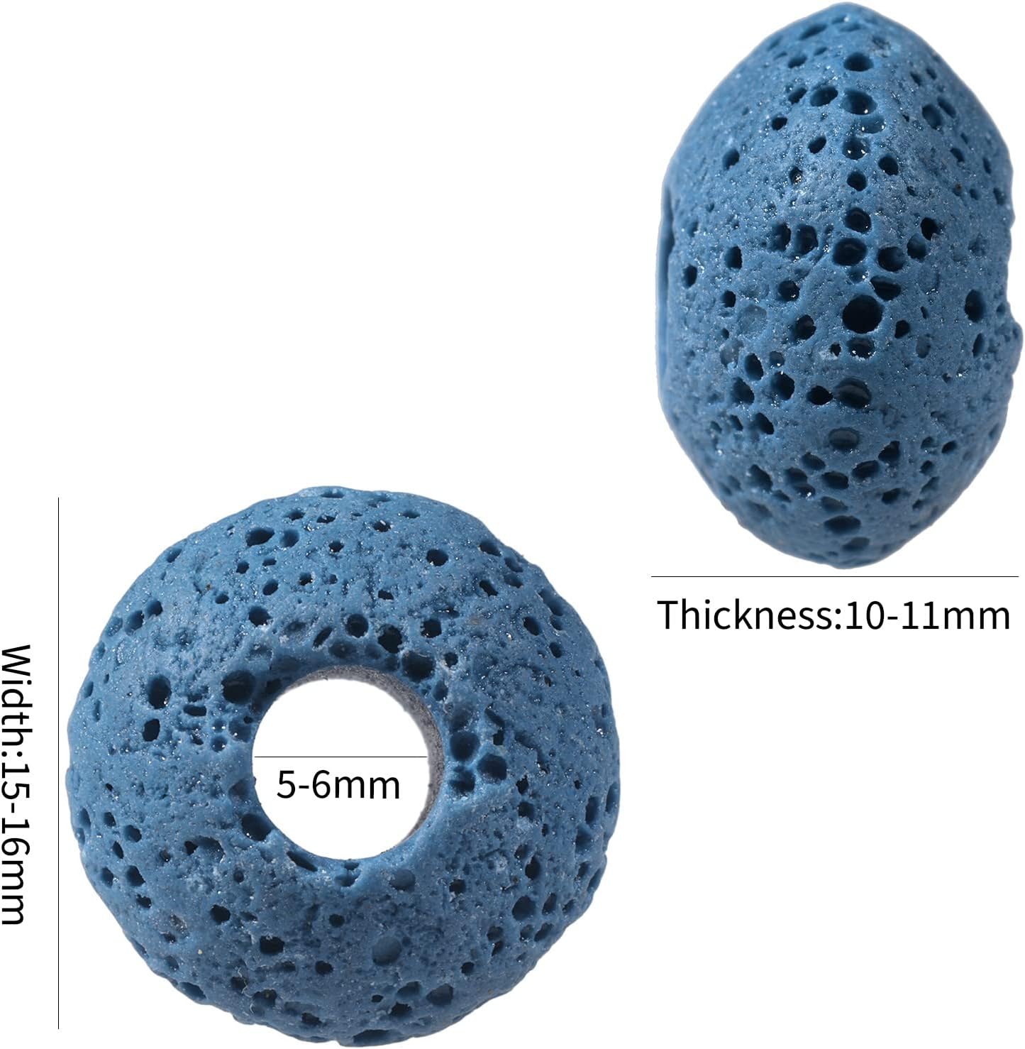TUMBEELLUWA 100Pcs Lava Stone Rondelle Beads for Jewelry Making, Energy Volcanic Rock Large Hole Loose Beads Bulk for DIY, Mixed Color - Image 2