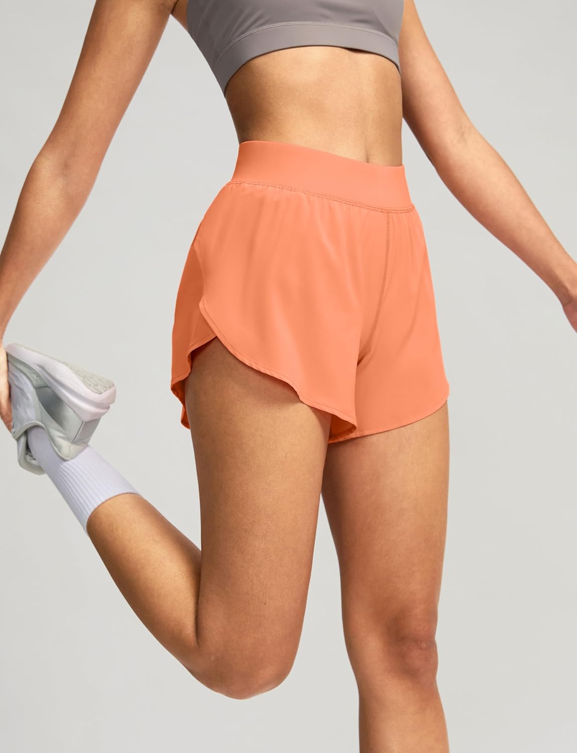 Soothfeel High Waisted Athletic Running Shorts for Women Dolphin Short High Split Quick Dry Gym Workout Shorts with Liner - Image 2