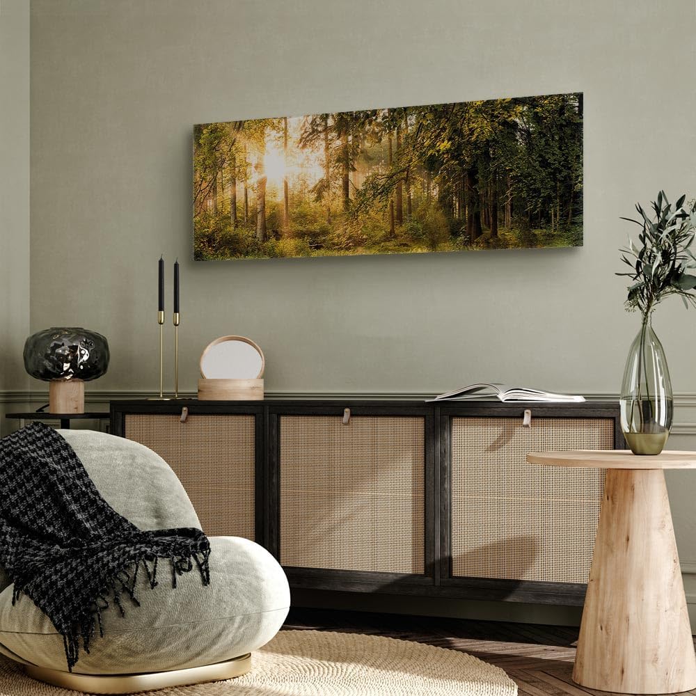 artgeist Acoustic Canvas Wall Art Print Forest 47x16 in - 1 pcs Picture with Acoustic Foam Sound Print Artwork Room Acoustics Soundproofing - Woods Landscape Nature c-C-0032-b-c