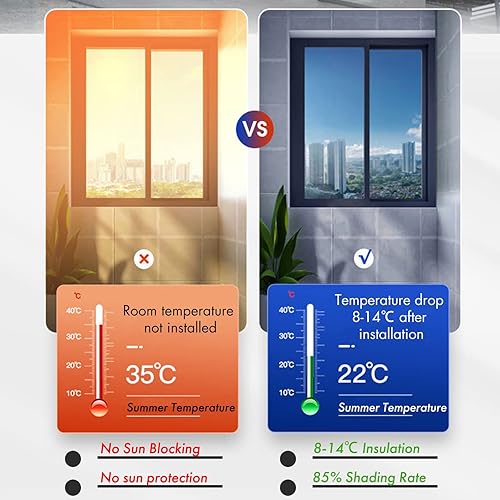 Miniatura 3 de Ultra anchas de 64, 56, 48, 40, 32, 24, 16 pulgadas, persianas enrollables de privacidad unidireccional, color azul, cortina de sombra de espejo