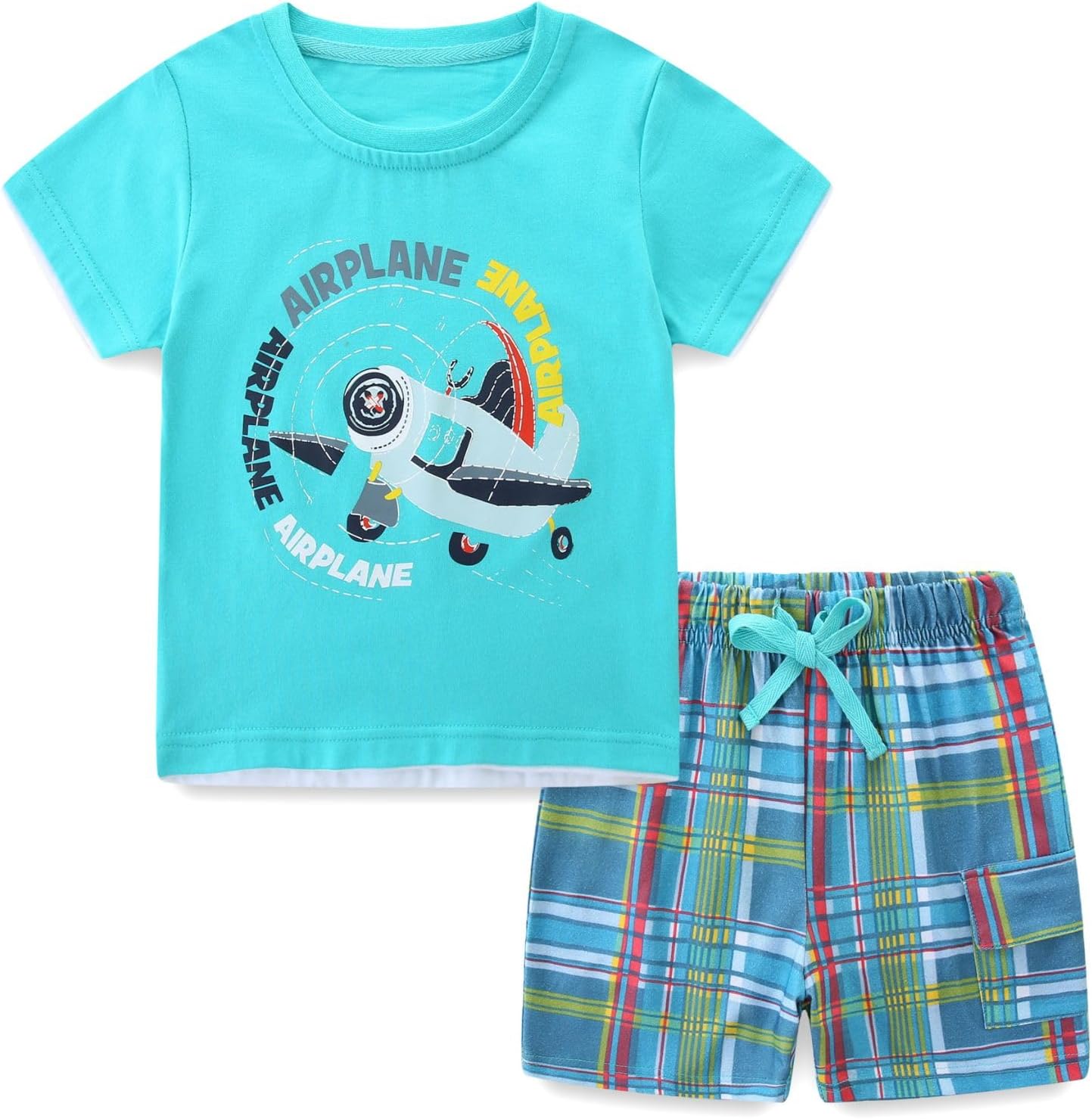 Toddler Baby Boy Summer Outfit Kids Cotton Printed Clothes Casual Short Sleeve Shirt Pants Set