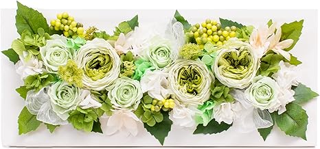 Amazon プリザーブドフラワー 退職祝い ギフト 壁掛け プレゼント 女性 男性 古希 喜寿 卒寿 米寿 開店祝い 開院祝い 開業祝い 花 内祝い 結婚式 祝電 クリアケース付き 熨斗 名前入り ブリザーブドフラワー Wてまりグリーン プリザーブドフラワー オンライン通販