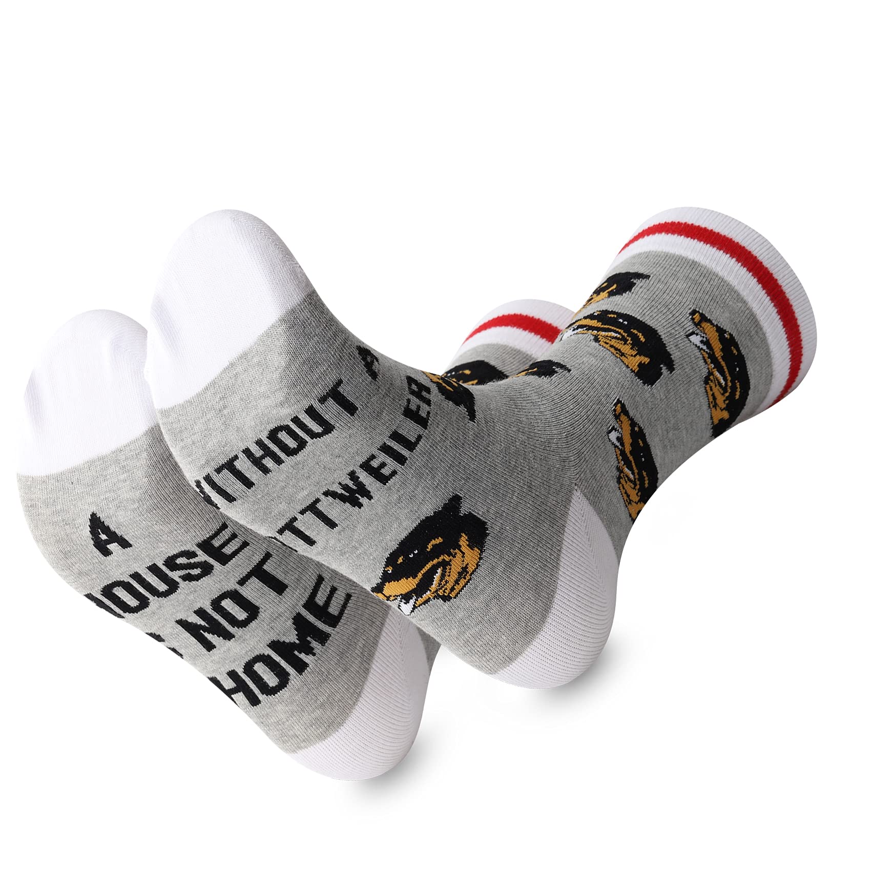 Rottweiler Dog Gifts A House Is Not A Home Without A Rottweiler Socks for Women Men Rottweiler Gifts Rottie Socks Rottweiler Lover Owner Gifts, grey, 4-15
