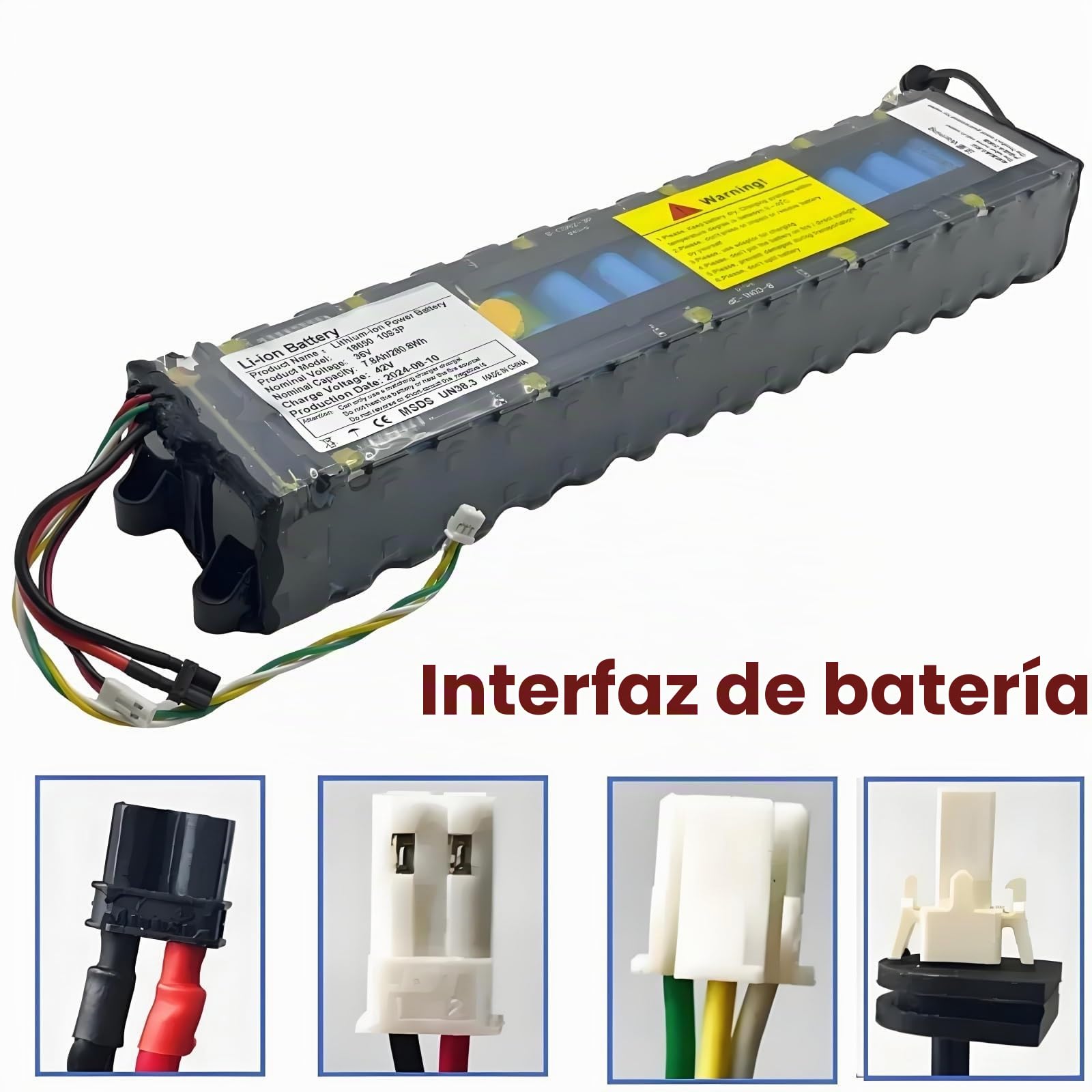 Pack de Batería de Iones de Litio 10S3P 36V 7800mAh con Interfaz de Comunicación de Celdas para Xiaomi M365 Patinete Eléctrico 335×70×40mm Azul